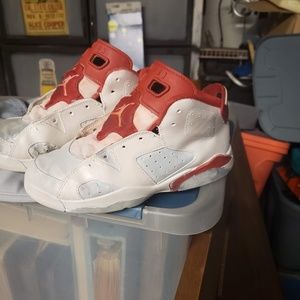 Kids Size 2Y Air Jordan 6's Red what Gray
